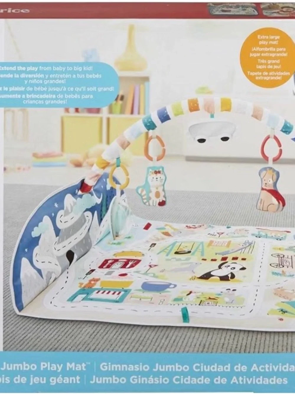 Fisher-Price White and Multicolor Jumbo Play Mat Activity Gym